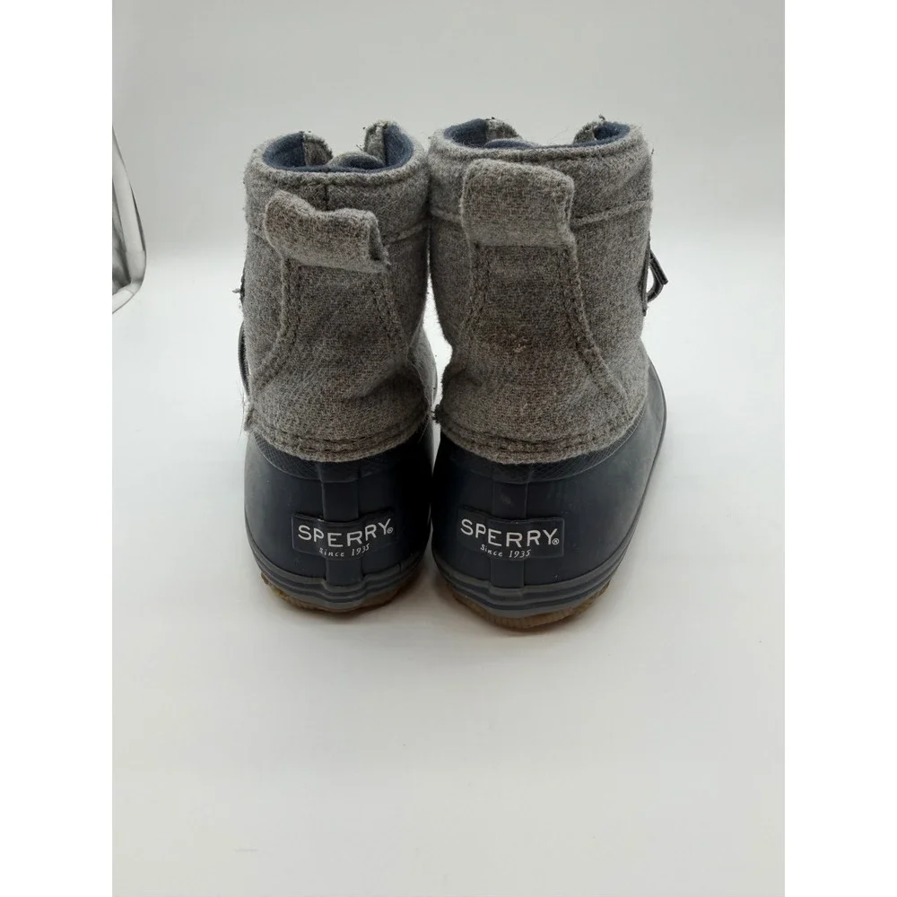 Sperry Kids Saltwater Duck Boots Navy Grey Wool Blend Lace Up Size 2M